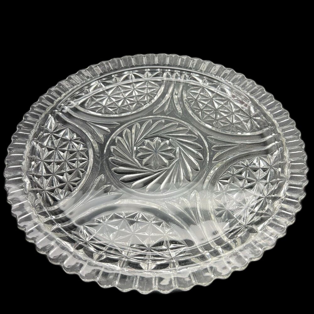 Anchor Hocking Stars and Bars Cake Plate Serving Platter 12.5"  Vintage MCM